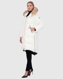 Après-Ski Jacket With Detachable Toscana Lamb Hood Trim | Ivory/Whiskey (V1)