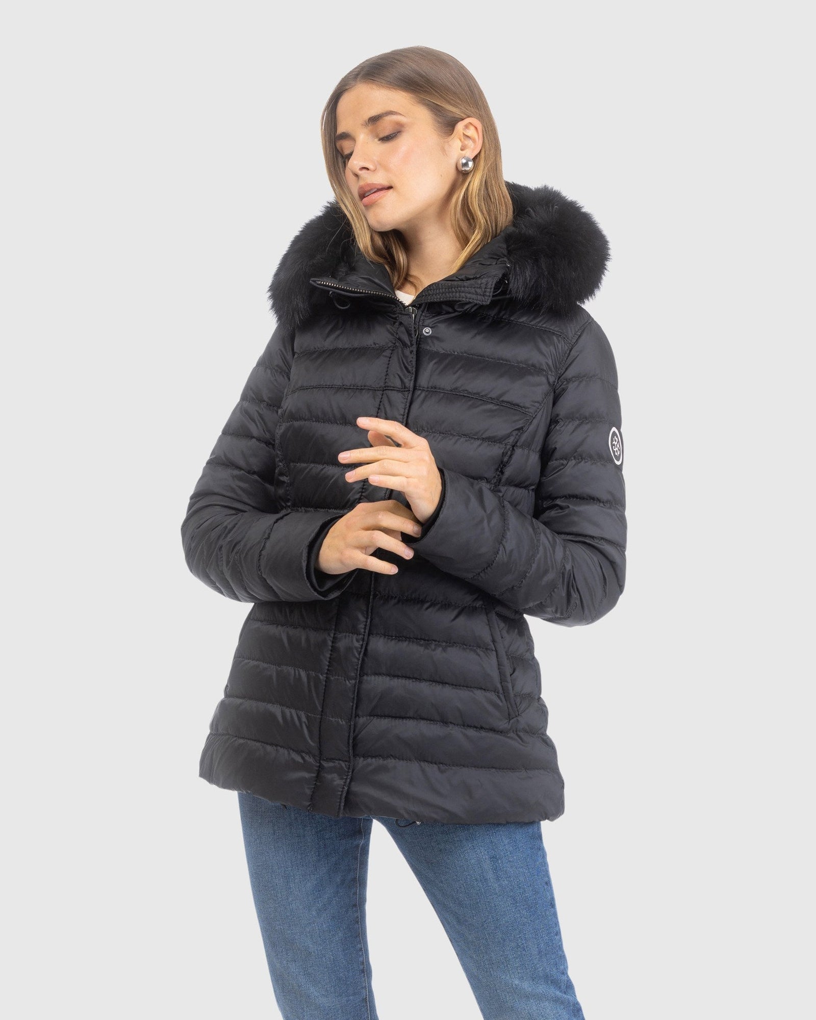 Après-Ski Jacket With Detachable Toscana Lamb Hood Trim | Black/Black (V2)