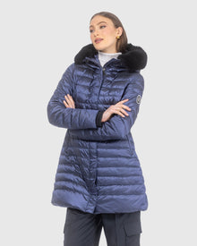 Après-Ski Jacket With Detachable Toscana Lamb Hood Trim | Ocean Blue/Black (V1)
