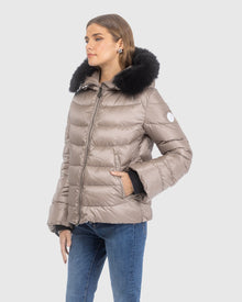 Après-Ski Jacket With Detachable Toscana Lamb Hood Trim | Stone/Black (V3)