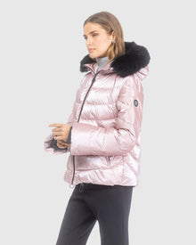 Après-Ski Jacket With Detachable Toscana Lamb Hood Trim | Pink/Black (V2)
