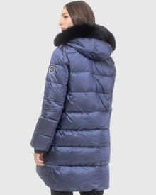 Après-Ski Jacket With Detachable Toscana Lamb Hood Trim | Ocean Blue/Black (V4)
