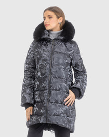 Après-Ski Jacket With Detachable Toscana Lamb Hood Trim | Gray Camo/Black (V5)