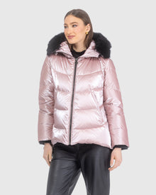 Après-Ski Jacket With Detachable Toscana Lamb Hood Trim | Pink/Black (V4)