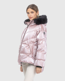 Après-Ski Jacket With Detachable Toscana Lamb Hood Trim | Pink/Black (V5)