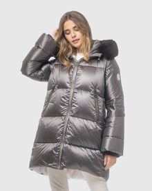 Après-Ski Jacket With Detachable Toscana Lamb Hood Trim | Greige/Black (V8)