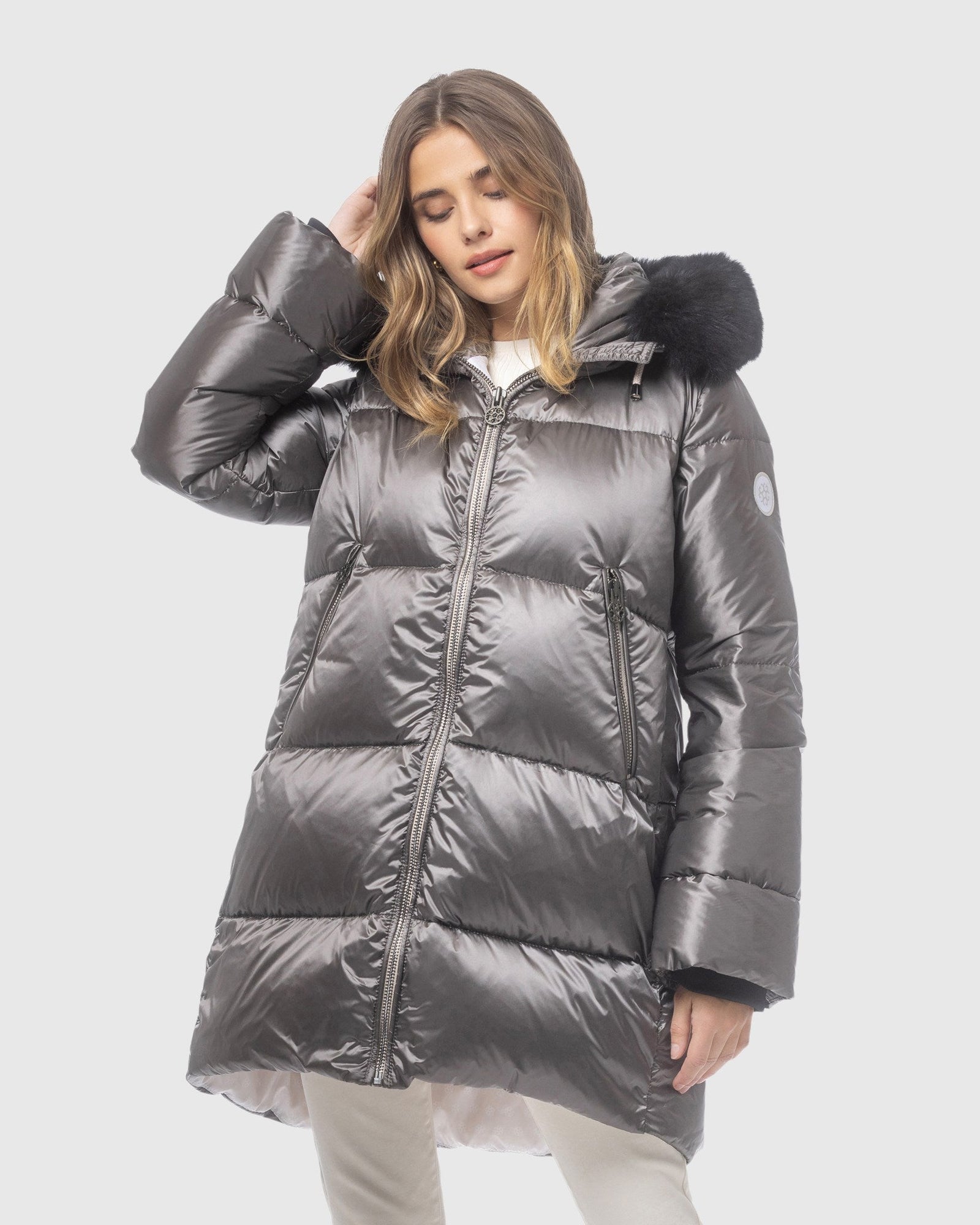Après-Ski Jacket With Detachable Toscana Lamb Hood Trim | Greige/Black (V8)