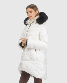 Après-Ski Jacket With Detachable Toscana Lamb Hood Trim | Ivory/Black (V7)