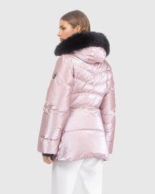 Après-Ski Jacket With Detachable Toscana Lamb Hood Trim | Pink/Black (V7)