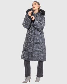 Après-Ski Jacket With Detachable Toscana Lamb Hood Trim | Gray Camo/Black (V10)