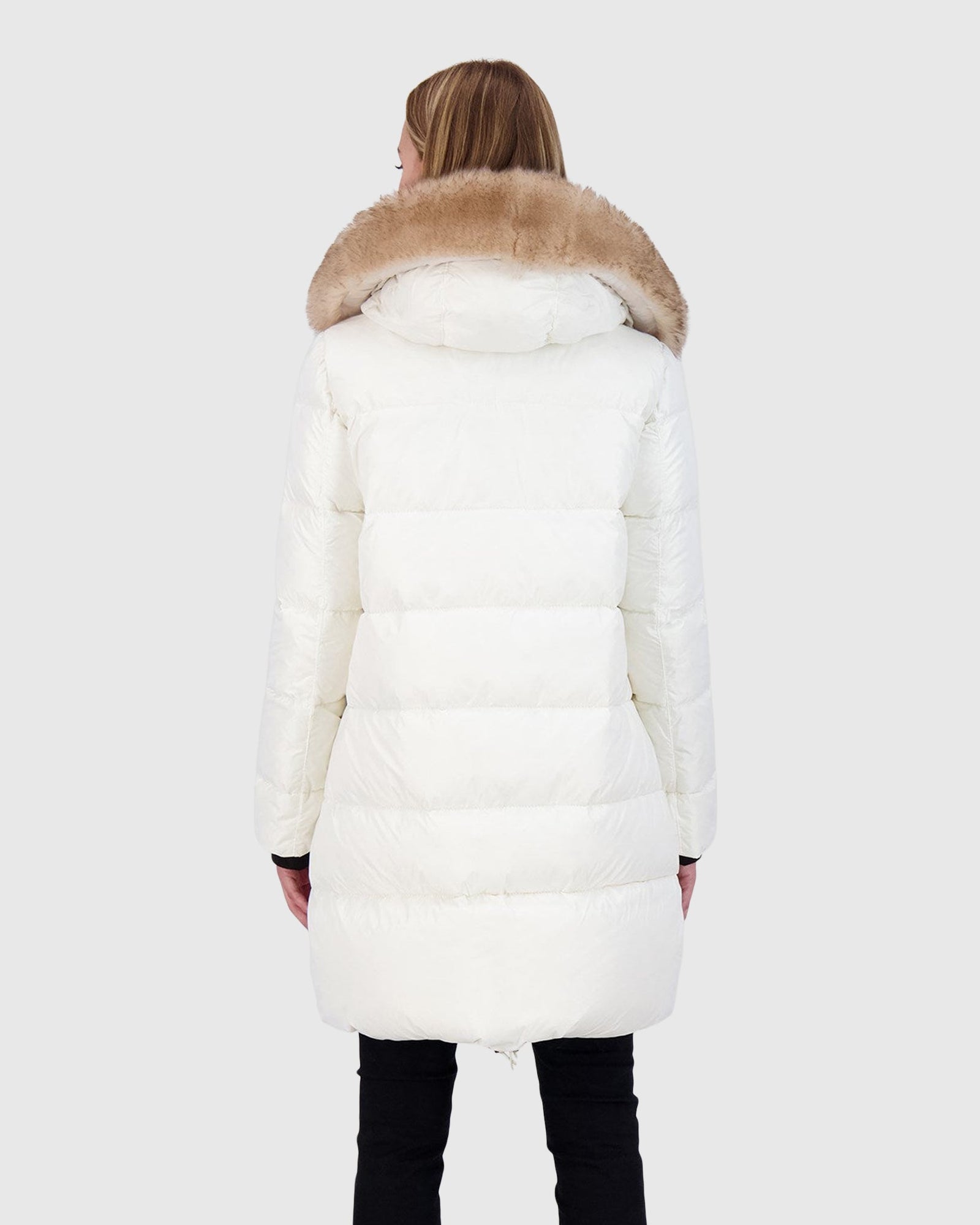 Après-Ski Jacket With Detachable Toscana Lamb Hood Trim | Ivory/Whiskey (V2)
