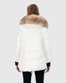 Après-Ski Jacket With Detachable Toscana Lamb Hood Trim | Ivory/Whiskey (V4)