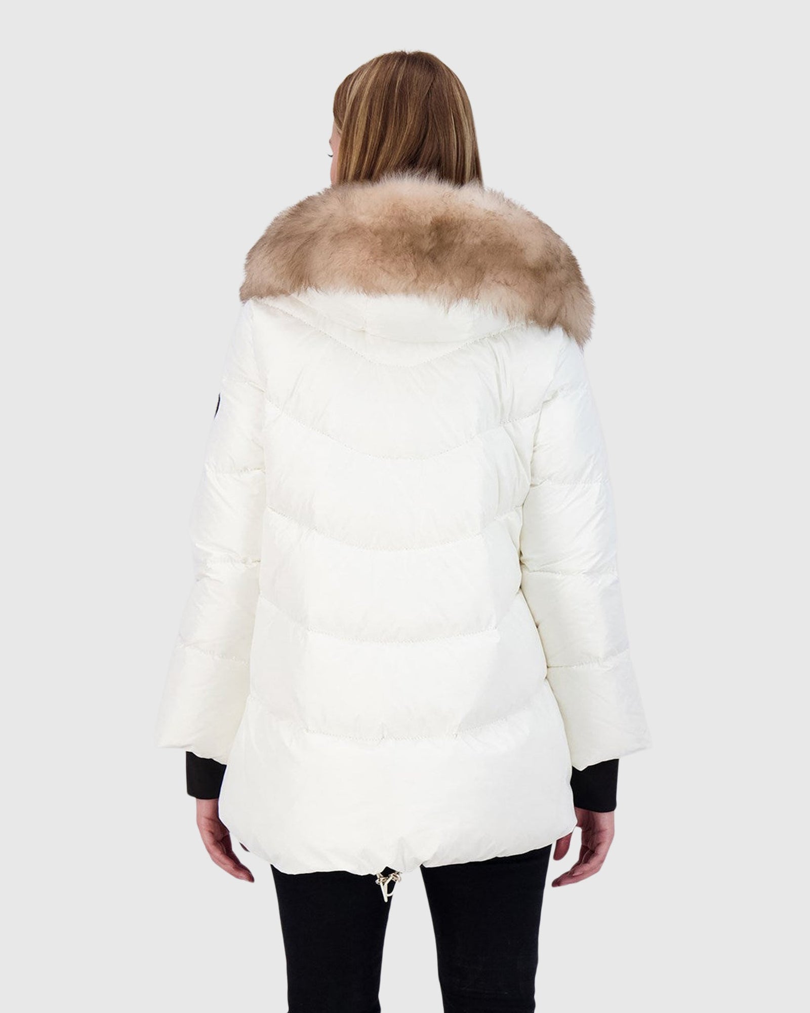 Après-Ski Jacket With Detachable Toscana Lamb Hood Trim | Ivory/Whiskey (V4)