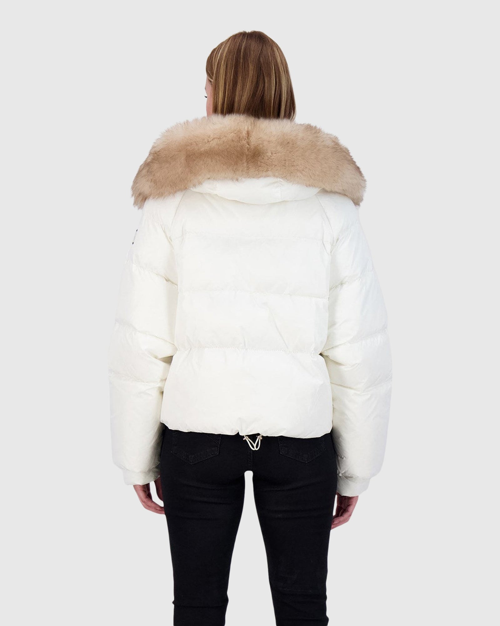 Après-Ski Jacket With Detachable Toscana Lamb Hood Trim | Ivory/Whiskey (V3)