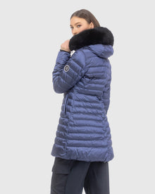 Après-Ski Jacket With Detachable Toscana Lamb Hood Trim | Ocean Blue/Black (V1)
