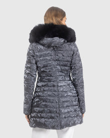 Après-Ski Jacket With Detachable Toscana Lamb Hood Trim | Gray Camo/Black (V1)