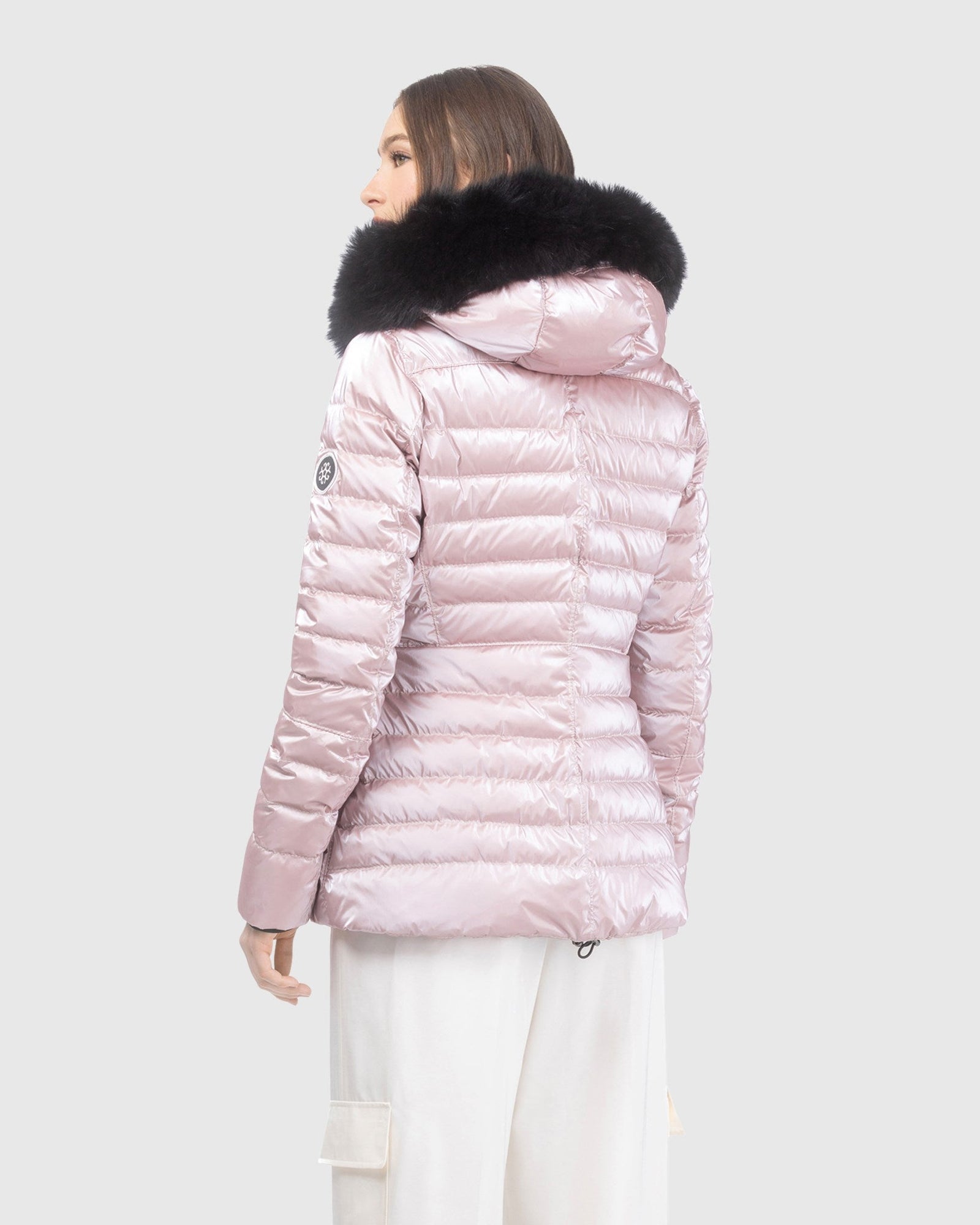 Après-Ski Jacket With Detachable Toscana Lamb Hood Trim | Pink/Black (V1)
