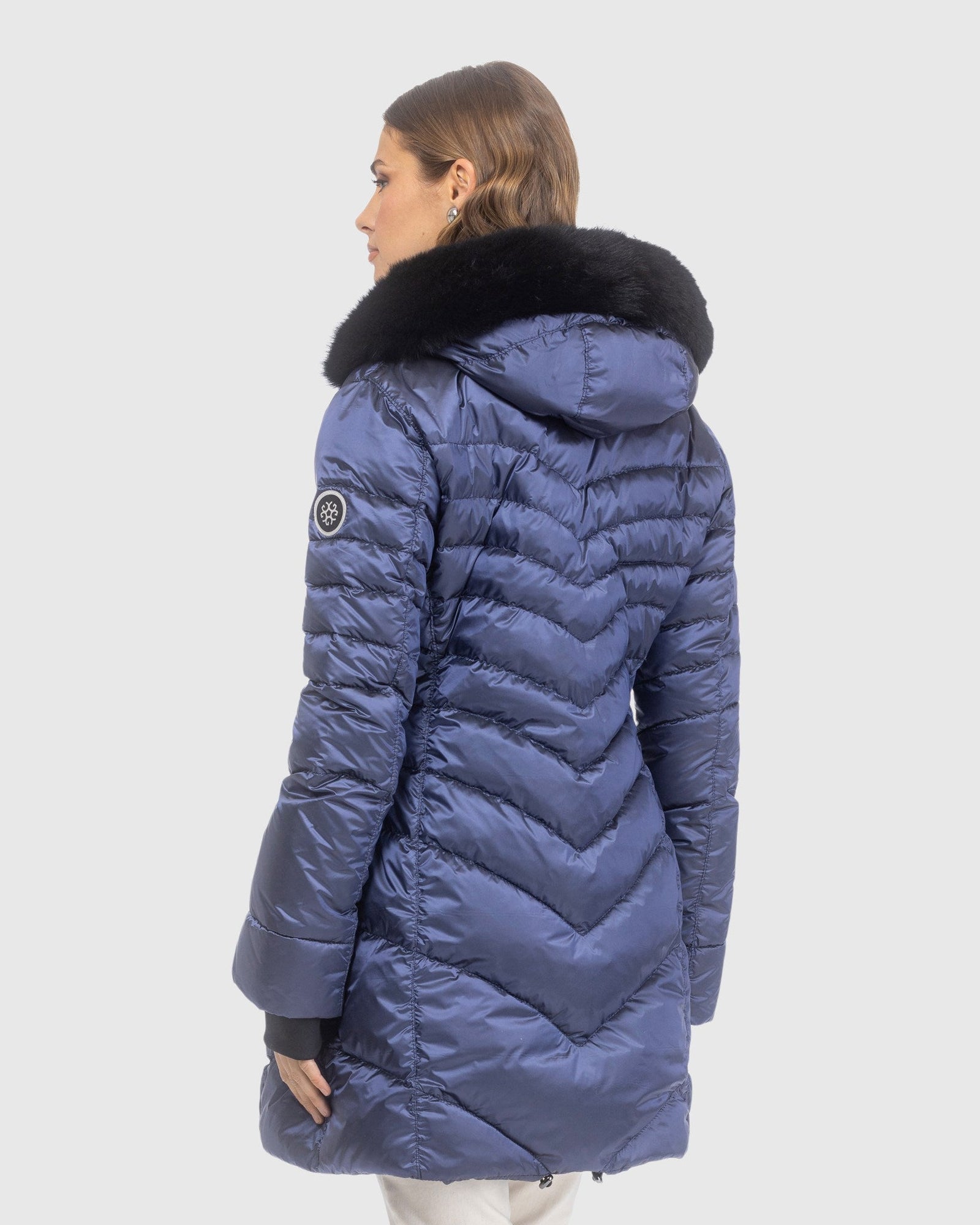 Après-Ski Jacket With Detachable Toscana Lamb Hood Trim | Ocean Blue/Black (V2)