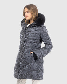 Après-Ski Jacket With Detachable Toscana Lamb Hood Trim | Gray Camo/Black (V2)