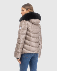 Après-Ski Jacket With Detachable Toscana Lamb Hood Trim | Stone/Black (V3)