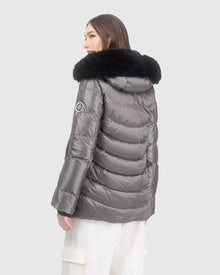 Après-Ski Jacket With Detachable Toscana Lamb Hood Trim | Greige/Black (V3)