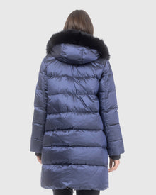 Après-Ski Jacket With Detachable Toscana Lamb Hood Trim | Ocean Blue/Black (V4)