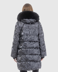 Après-Ski Jacket With Detachable Toscana Lamb Hood Trim | Gray Camo/Black (V5)