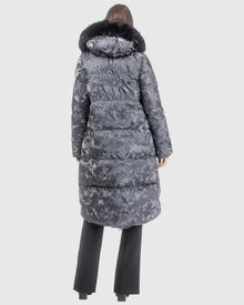 Après-Ski Jacket With Detachable Toscana Lamb Hood Trim | Gray Camo/Black (V7)