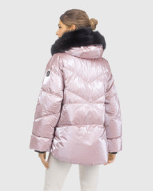 Après-Ski Jacket With Detachable Toscana Lamb Hood Trim | Pink/Black (V5)