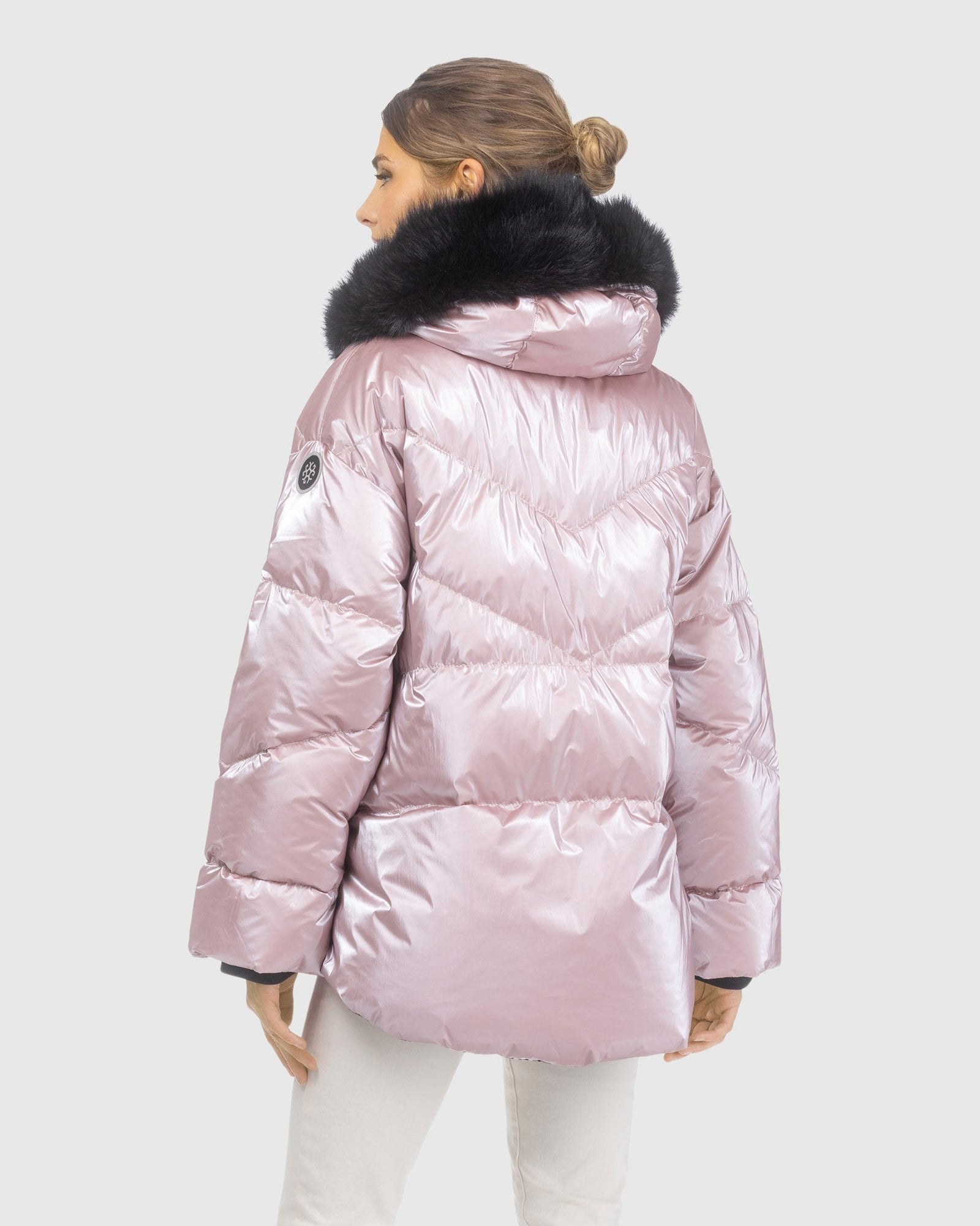 Après-Ski Jacket With Detachable Toscana Lamb Hood Trim | Pink/Black (V5)