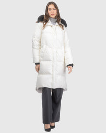 Après-Ski Jacket With Detachable Toscana Lamb Hood Trim | Ivory/Black (V6)