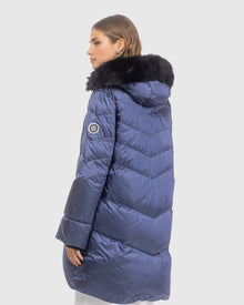 Après-Ski Jacket With Detachable Toscana Lamb Hood Trim | Ocean Blue/Black (V8)