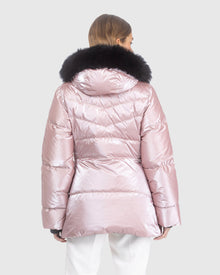 Après-Ski Jacket With Detachable Toscana Lamb Hood Trim | Pink/Black (V7)