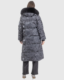 Après-Ski Jacket With Detachable Toscana Lamb Hood Trim | Gray Camo/Black (V10)