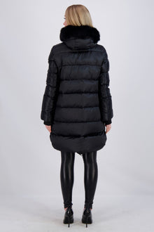 Après-Ski Jacket With Detachable Toscana Lamb Hood Trim | Women | Black x Black (V1)