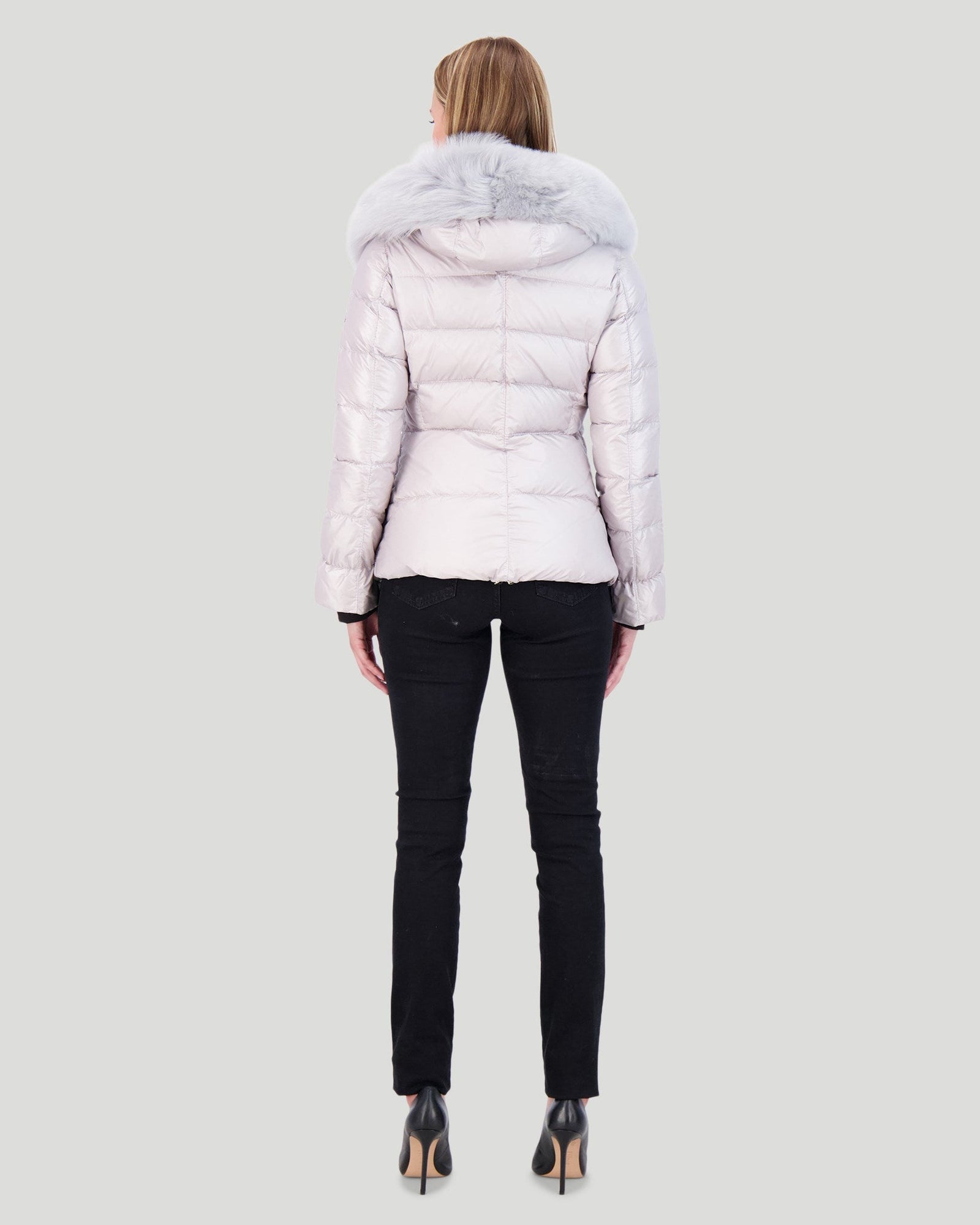 Après-Ski Jacket With Detachable Toscana Shearling Lamb Hood Trim | Women | Gray x Gray (V1)