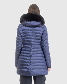Après-Ski Jacket With Detachable Toscana Lamb Hood Trim | Ocean Blue/Black (V1)