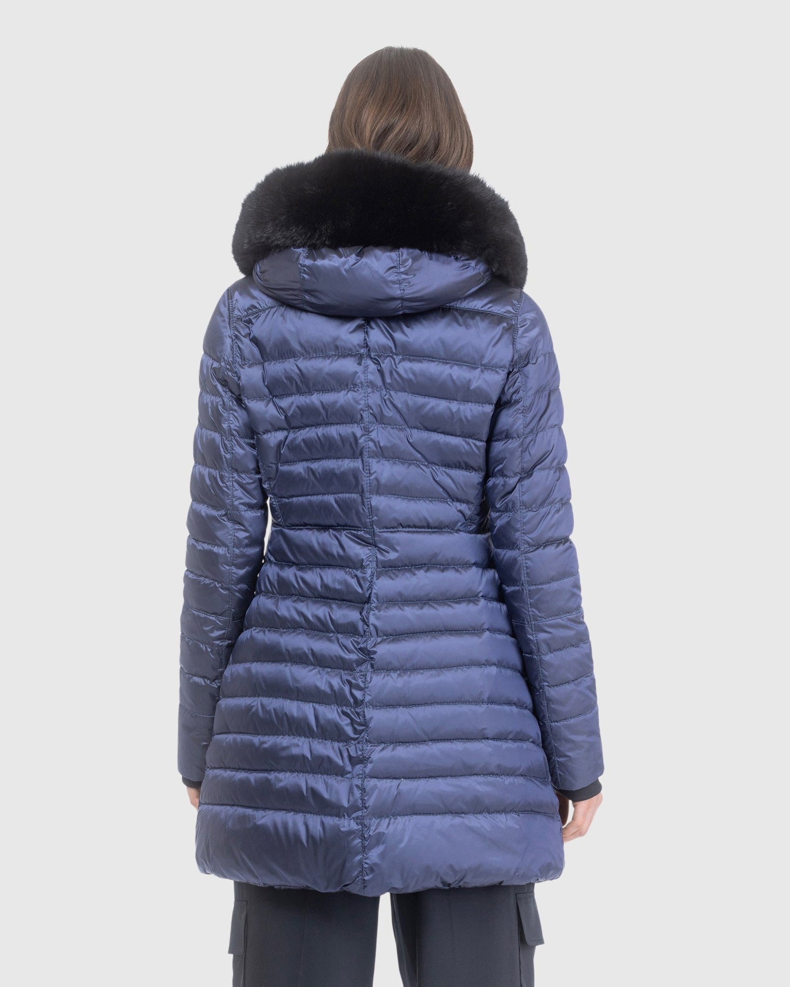 Après-Ski Jacket With Detachable Toscana Lamb Hood Trim | Ocean Blue/Black (V1)