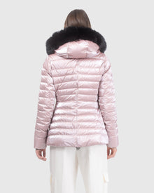 Après-Ski Jacket With Detachable Toscana Lamb Hood Trim | Pink/Black (V1)