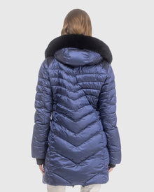 Après-Ski Jacket With Detachable Toscana Lamb Hood Trim | Ocean Blue/Black (V2)