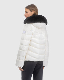 Après-Ski Jacket With Detachable Toscana Lamb Hood Trim | Ivory/Black (V3)