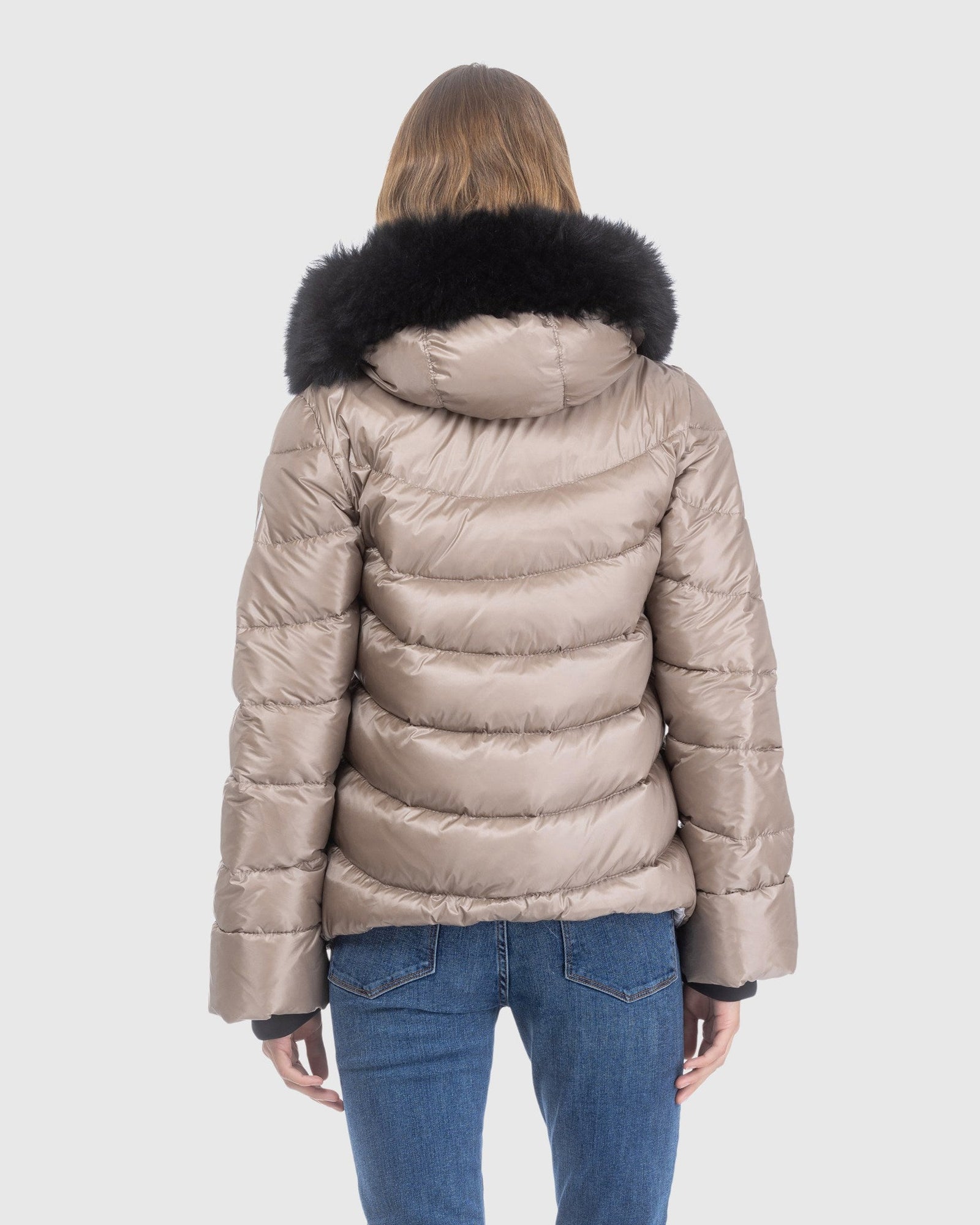 Après-Ski Jacket With Detachable Toscana Lamb Hood Trim | Stone/Black (V3)