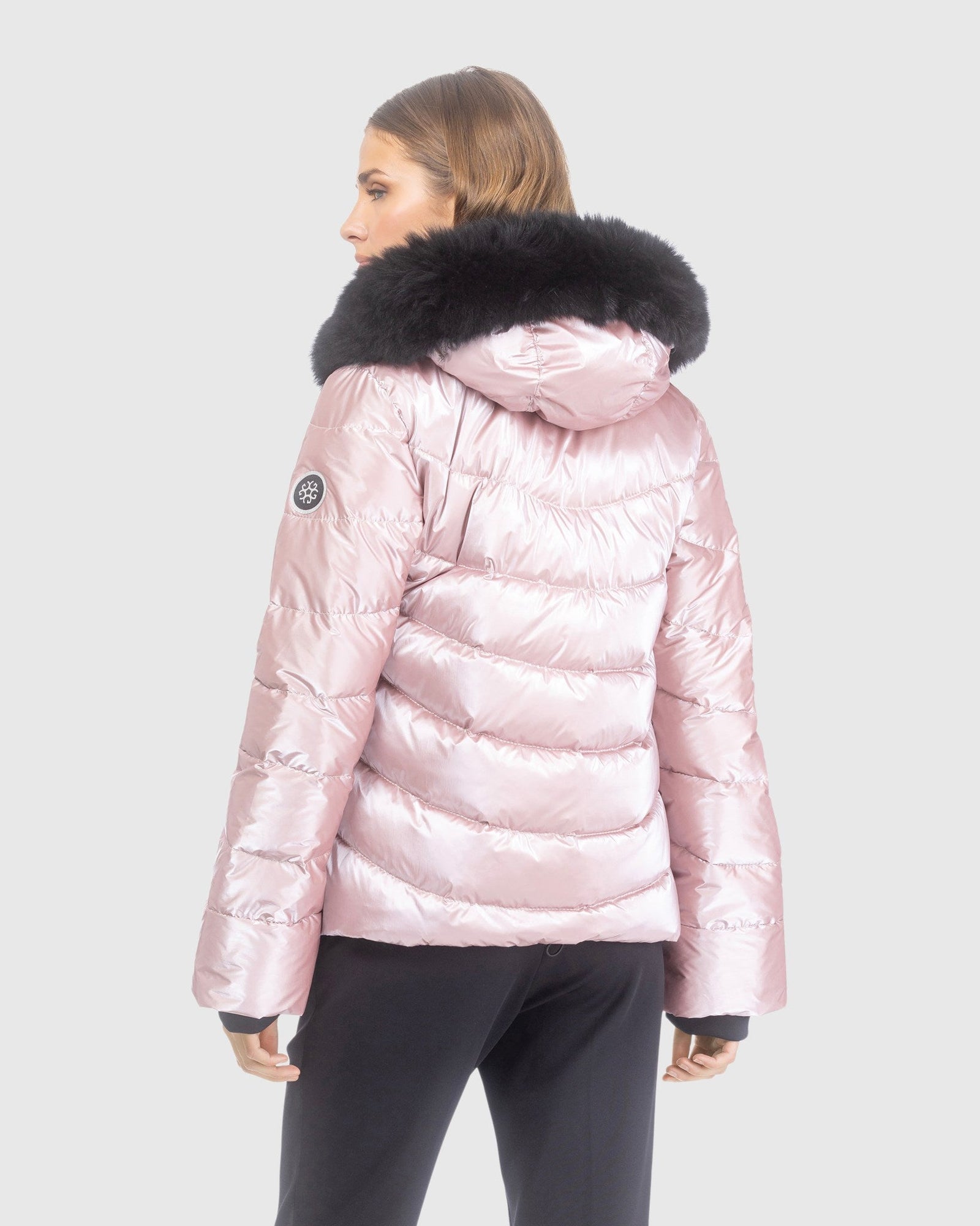 Après-Ski Jacket With Detachable Toscana Lamb Hood Trim | Pink/Black (V2)
