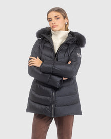 Après-Ski Jacket With Detachable Toscana Lamb Hood Trim | Black/Black (V7)