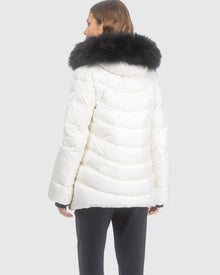 Après-Ski Jacket With Detachable Toscana Lamb Hood Trim | Ivory/Black (V4)