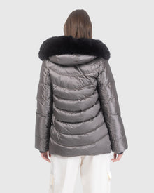 Après-Ski Jacket With Detachable Toscana Lamb Hood Trim | Greige/Black (V3)