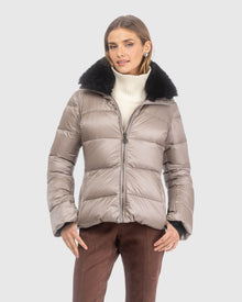 Après-Ski Jacket With Detachable Toscana Lamb Collar | Stone/Black
