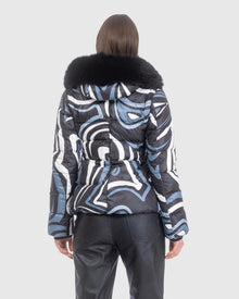 Après-Ski Jacket With Detachable Toscana Lamb Hood Trim | Black Swirl/Black (V1)