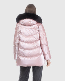 Après-Ski Jacket With Detachable Toscana Lamb Hood Trim | Pink/Black (V4)