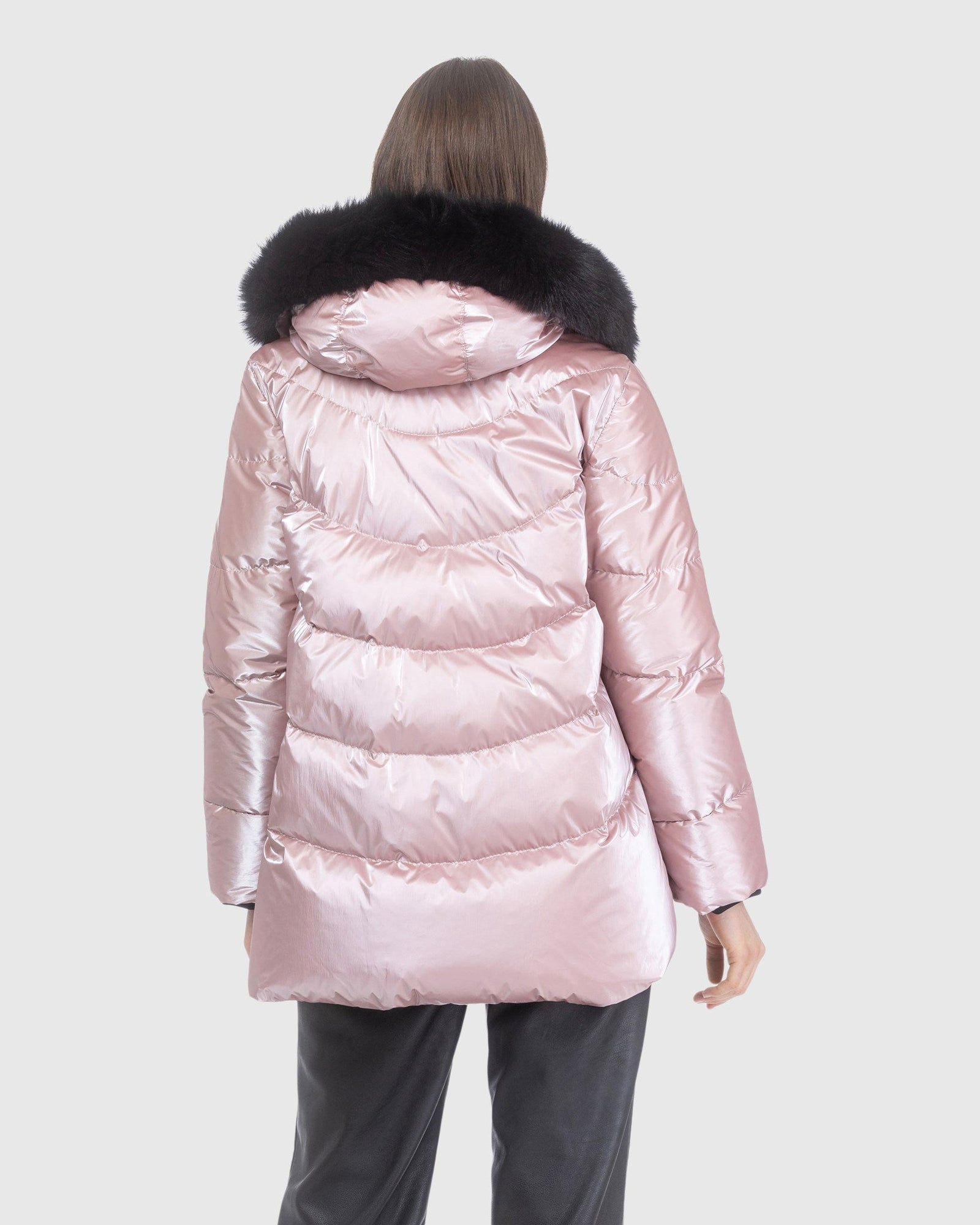 Après-Ski Jacket With Detachable Toscana Lamb Hood Trim | Pink/Black (V4)